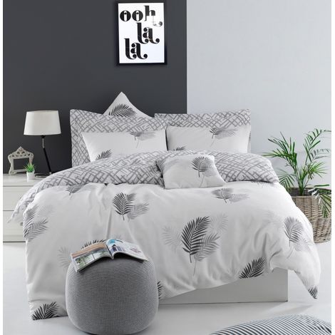 Funda nórdica, funda nórdica, ropa de cama Set Gris Blanco