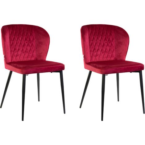 Marvin Sedia in Velluto Rosso PARIGI con Struttura in Metallo e Seduta Imbottita, Poltroncina di Design Moderno per Casa Ufficio Sala da Pranzo 2 Sedie (1/2)