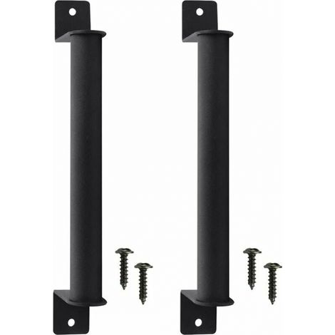 2 Pcs Poignée de Porte de Grange en Acier Carbone Durable Porte Style Grange Rétro Poignée de Porte Coulissante Anti-corrosion avec Vis pour Portes de Grange Coulissantes Placard - Noir