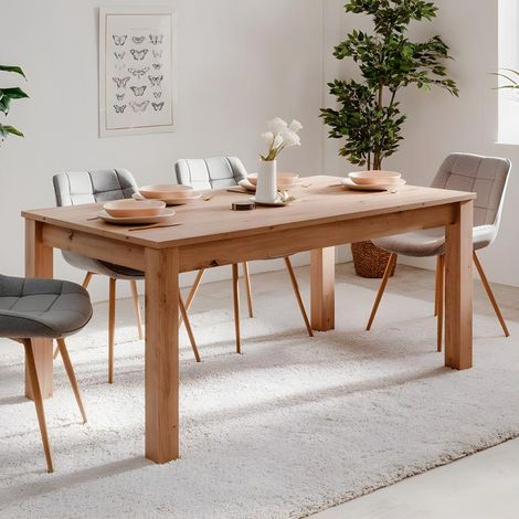 Les Tendances – Table à manger extensible rectangulaire 160-215 cm – 10 places – Plateau en bois 22 mm – Style maison de campagne – Fabriqué en Europe (1/5)