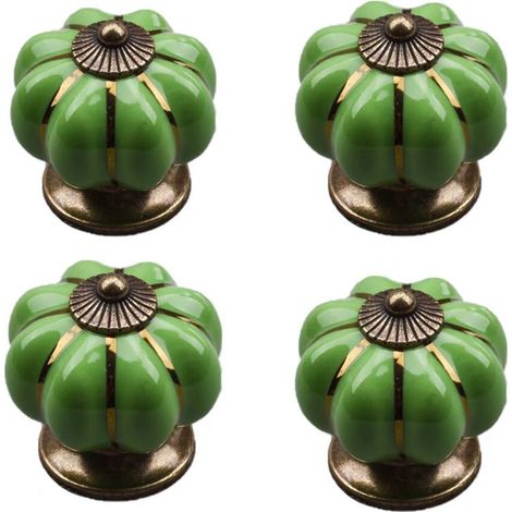 4 Pcs Boutons Vintage De Citrouille En Céramique 40x40mm(Diamètre x Hauteur), Poignee De Meuble Antique, Boutons De Portes Tiroirs Poignée De Traction Avec Vis Pour Cuisine Placard, Commode, Armoire