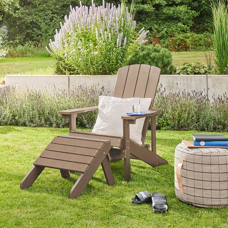 Home Deluxe Silla de jardín FAREA incl. taburete - marrón (1/5)
