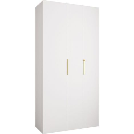 Armario Hartford 573, Blanco, 246x120x42cm, Puertas de armario: Con bisagras, Número de estantes: 6 (1/5)
