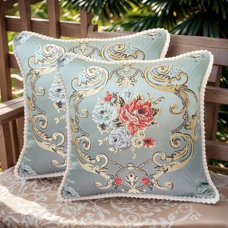 Housse de Coussin 50x50 Lot de 2, Taies de Housse Coussin Canape en Tissu Jacquard Coussin Vintage pour Alon Chambres Canapé, Décoration intérieure (1/5)