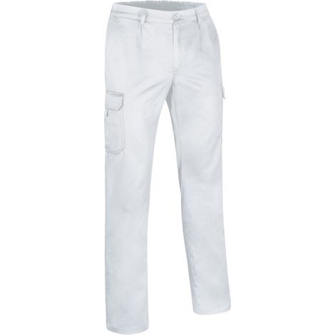 Pantalón de trabajo multibolsillos semi ajustados en colores neutros, de tejido sarga resistente MONTERREY 38 Blanco