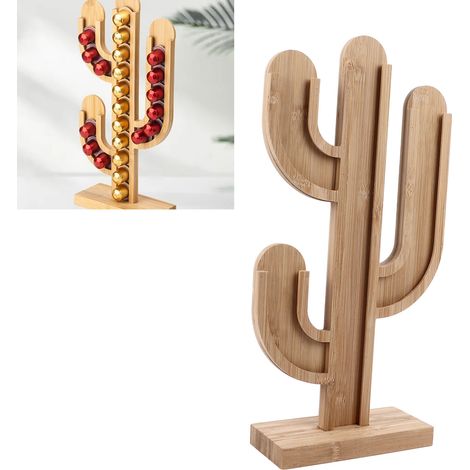 Support de rangement pour capsules de café en bois, détachable et assemblable, en forme de cactus (1/5)