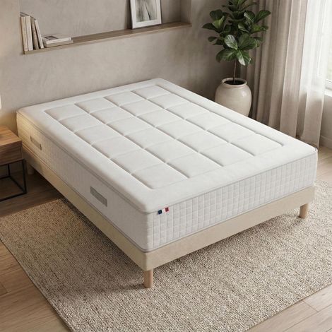 Matelas ressorts accueil mémoire de forme H 28 sommier en kit 140x200 beige (1/5)