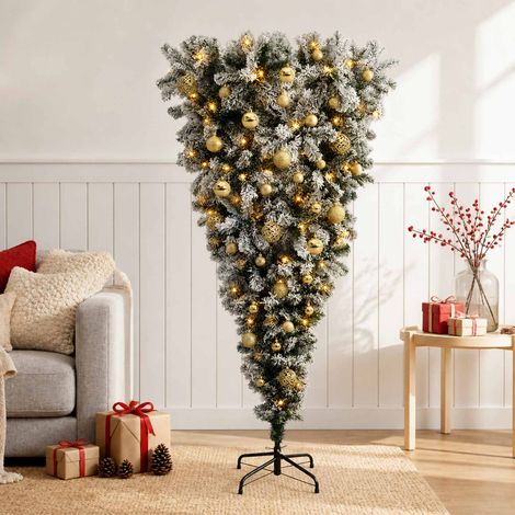 vidaXL Upside-down Artificial Hinged Christmas Tree 150 cm 150 LEDs (1/5)