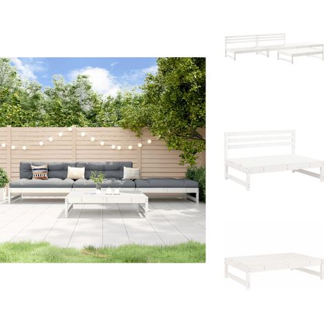 Salon de jardin 4 pcs blanc bois de pin massif - Salon De Jardin - Mobilier De Jardin - Ensemble Salon De Jardin - Table Basse Jardin - Banc Jardin (1/5)
