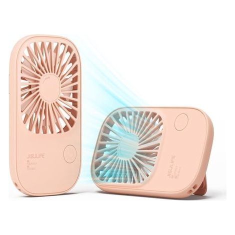 (Pink) Tragbarer, wiederaufladbarer USB-Ventilator, kleiner Handventilator, 3–17 Stunden Laufzeit, 4 Geschwindigkeitsstufen, faltbarer Tischventilator, Pink