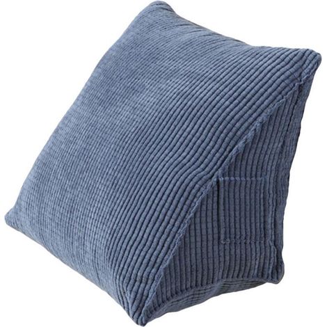 Elkuaie Oreiller de Lecture - Oreiller Triangulaire - Oreiller de Lecture Contable avec Poche zippée et Support d'angle - 1 pièce - pour canapé-lit de Bureau à Domicile - Bleu (1/5)