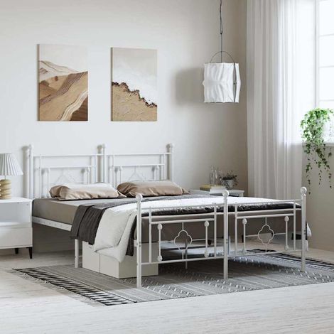 vidaXL Estructura cama sin colchón con estribo metal blanco 150x200 cm (1/5)