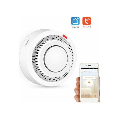 Détecteur de fumée WiFi, alarme à capteur intelligent, alarme incendie, système de sécurité sans fil intelligent, application anti-graffiti, contrôle intelligent pour cuisines/magasins/hôtels/usines. (1/5)