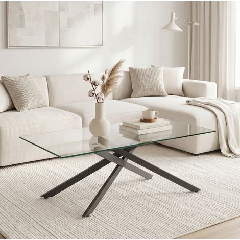 Aparador 100/60/46 cm negro de vidrio templado con estructura metálica (1/5)