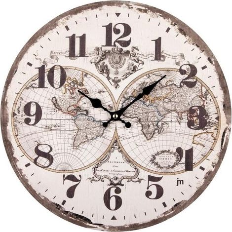 Lowell Orologio Parete Hold Style Cassa in Mdf Quadrante Anticato Diamertro 33.5cm