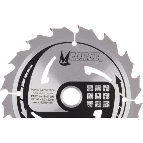 LAME CARBURE MFORCE BOIS 165X20MM 16D MAKITA B-07901 (1/3)