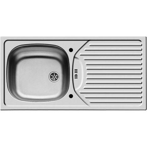 Contemporary Stainless Steel Kitchen Sink with Drainer, 860 x 435mm