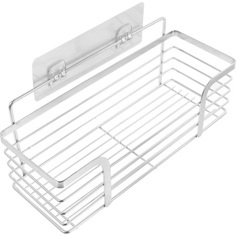 Étagère Murale en Acier Inoxydable 304 Argentée, sans Perçage, Stable et Non Marquante, Cuisine et Salle de Bain, Rangement Simple et Classique (1/4)