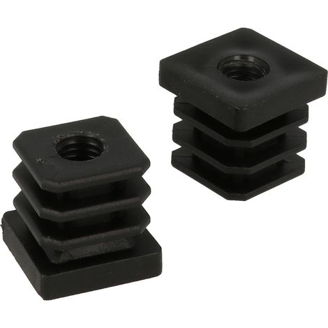 Puntali interni alettati quadri neri Ø 25 x 25 mm. con foro filettato 4 pz.