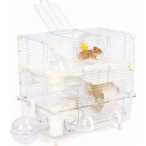 3-Tier White Rodent Cage with Accessories & Handle (1/5)
