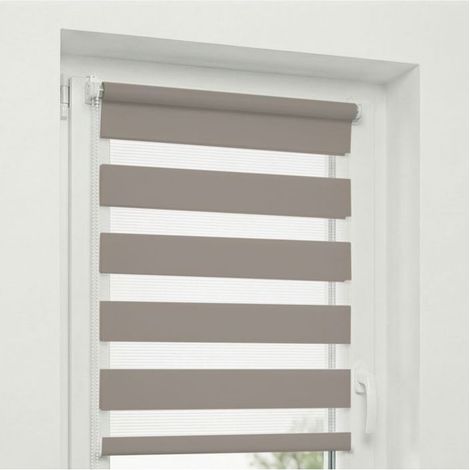 1-in-1 Tag/Nacht-Rollo, kein Bohren erforderlich, graubraun, 60 x 150 cm, für Innenfenster (1/5)