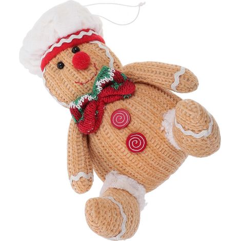 Décorations de Noël - Bonhomme en pain d'épice en peluche à suspendre - Compatible avec les fêtes (1/5)