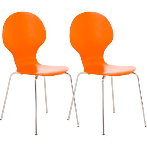 Définissez 2 chaises empilables avec une conception ergonomique et élégante disponibles différentes couleurs colore : Orange (1/5)