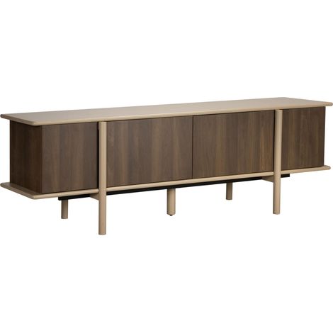 Meuble TV effet bois 4 portes 180 cm taupe