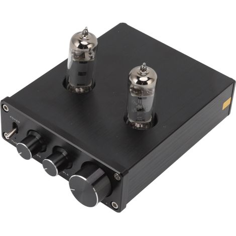 TUBE 03 Schwarzer Audioverstärker mit 6K4 Zweikanal-Elektronenröhre, 12V 1A Stereo-Receiver für den Heimgebrauch, 100-240V EU-Stecker (1/5)