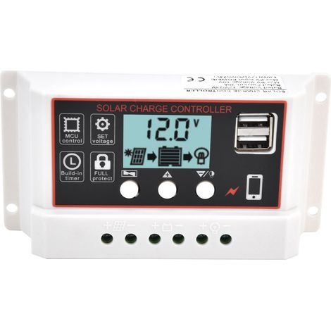 Intelligenter Solarmodul-Laderegler mit zwei USB-Anschlüssen, PWM-Lade- und Entladesteuerung, 12 V/24 V, 30 A (1/5)