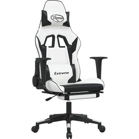 Maison Exclusive - Sedia da Gaming con Poggiapiedi Bianco e Nero in Similpelle
