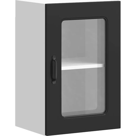 Armario de cocina mural negro con almacenamiento optimizado 40 x 31 x 60 cm fabricado en madera de ingeniería negra 020049951 (1/5)