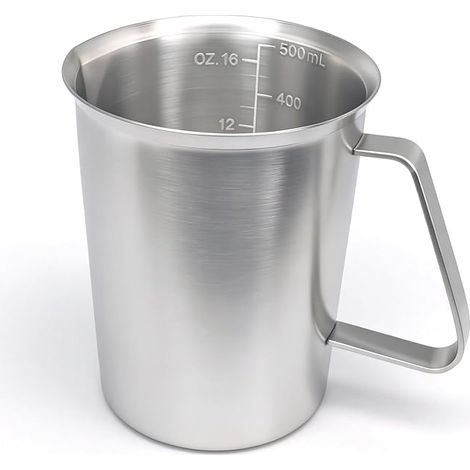 Verre doseur acier inoxydable 500 ml Verre doseur ml oz métal poignée bec verseur cuisines bars thés cafés lieux fête (1/5)