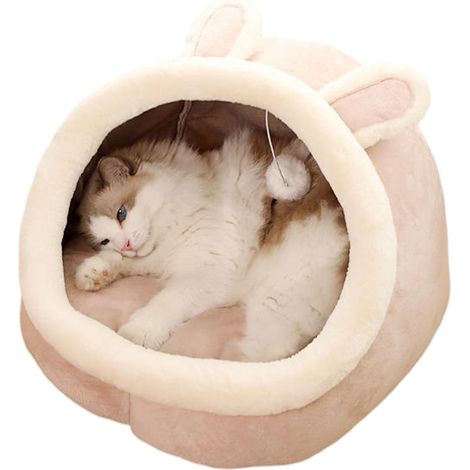 Niche Pour Chat - Lit Grotte En Peluche Lavable - Pour Chat Intérieur - Confortable Et Doux - 1 Pièce (1/5)