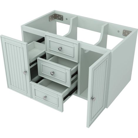 Armoire de salle de bain avec 3 tiroirs –Grand rangement –Meuble lavabo suspendu– Style moderne-Vert–78,5×46×46,8 cm (1/5)