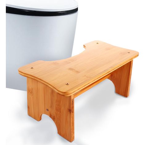 Tabouret de Toilette en Bois - 1 Pièce - Design Naturel - Ergonomie Squatting - Salle de Bain Famille - 30 x 19 x 17 cm (1/5)