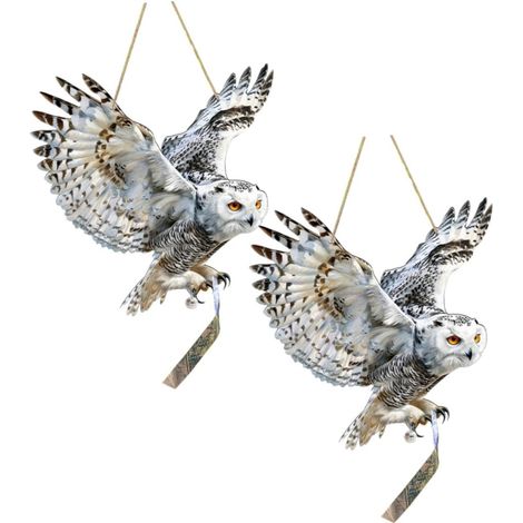 Lot de 2 hiboux jardin suspendus avec effets sonores et lumineux, en polypropylène métal (1/5)