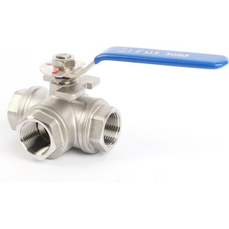 1 Robinet à boisseau sphérique 3 voies, Acier inoxydable 304, Filetage G 3/4", Montage en T, Industrie (1/5)