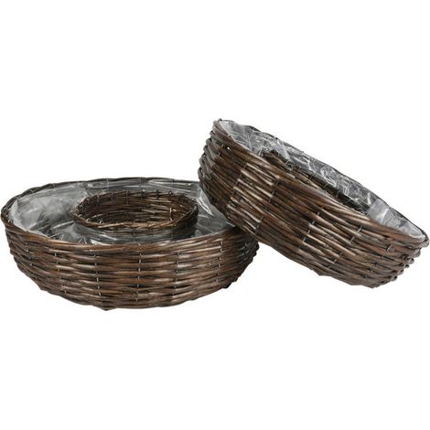 Weide Pflanzring 2er Set - 45 cm / 40 cm - Holz Pflanzschale Blumenkorb Weidenkranz rund