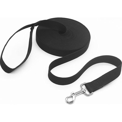 Longe pour Chien , Laisse de Dressage Longue pour Chiens, Idéal pour la randonnée, Le Camping, l'entraînement, la Plage -noir(Noir, 15 m x 2,5 cm (50 pi)) (1/5)