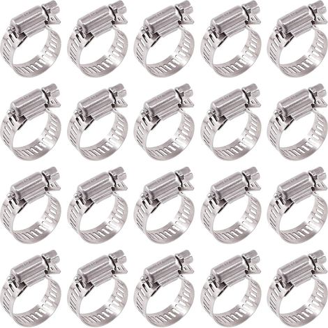 Sortiment von 20 verstellbaren Schlauchschellen mit Schneckengewinde aus Edelstahl 304 (14-27 mm) (1/5)