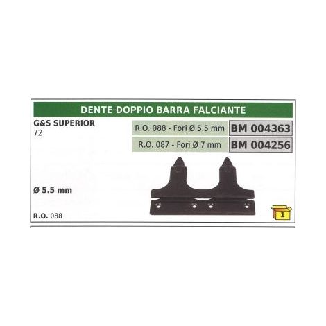 Dente doppio barra falciante G&S superior 72 Ø7mm