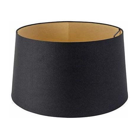 – Abat-jour en coton noir avec intérieur doré 40cm – Système ajustable pour lampadaires et lampes suspendues – Douille E27 – Intérieur lumineux (1/5)