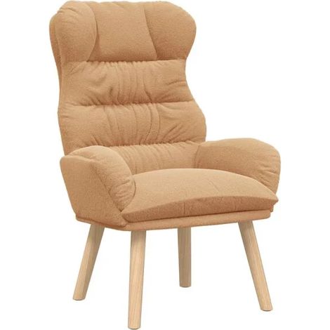 Fauteuil beige, dimensions : 69 x 74 x 93 cm, revĂŞtement en velours sherpa. (1/5)