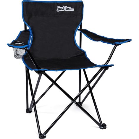just be - Chaise de camping pliable., Black - Blue Trim (1/5)