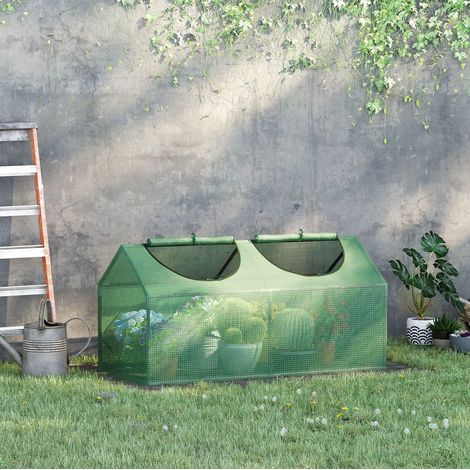 CHICFURN Mini serra da giardino 120x60x60 cm in acciaio verde con finestre avvolgibili (1/5)