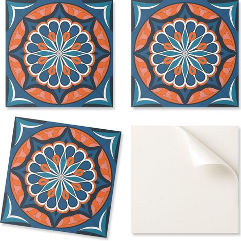 Juego de baldosas de vinilo con estampado de hojas de mandala de 20x20x20 cm.