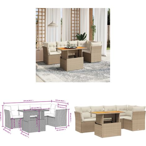 5-tlg. Garten-Sofagarnitur mit Kissen Beige Poly Rattan - Gartensorte - Esszimmergarnitur - Lounge Set - Outdoor Möbel - Gartenmöbelset - Home & Living (1/3)