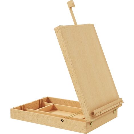 Caballete De Mesa, Caballete De Ángulo Regulable Con Asa, Espacio De Almacenamiento, Caballete Maleta Plegable, Caballete De Madera Para Pintar, Dibujar, Natural