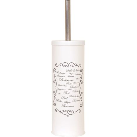 Brosse WC avec Support Acier Crème